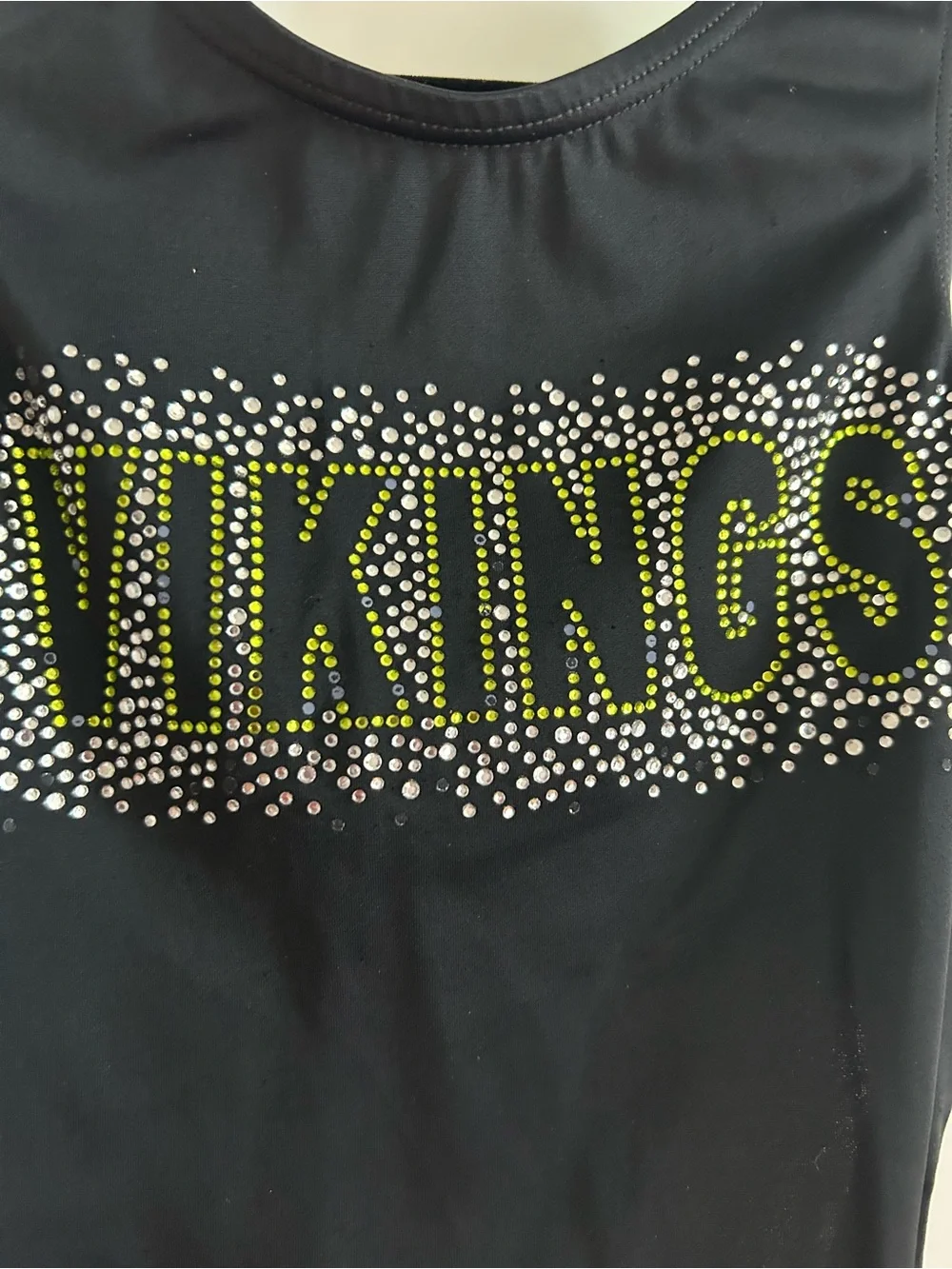 Black and Green 'VIKINGS' Rhinestone Gymnastics Dance Leotard - Child’s Medium